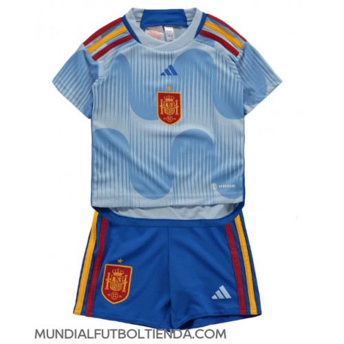 Camiseta España Segunda Equipación Replica Mundial 2022 para niños mangas cortas (+ Pantalones cortos)